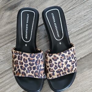 Athena Alexander Leopard Print Women's Slide Sandals